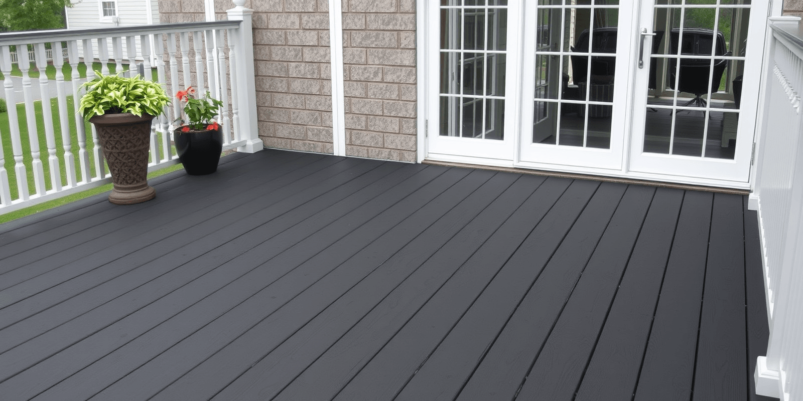 wood look composite decking black